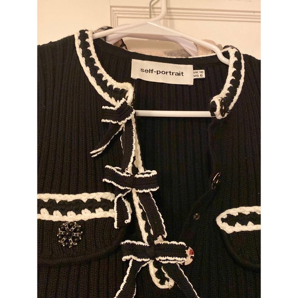 [sold] Self-Portrait Melange Knit Mini Dress in Black - Picture 10 of 10